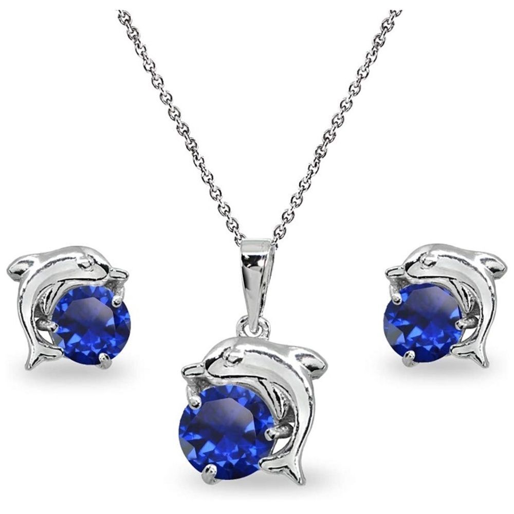 Dolphin Gemstones Sterling Silver Set